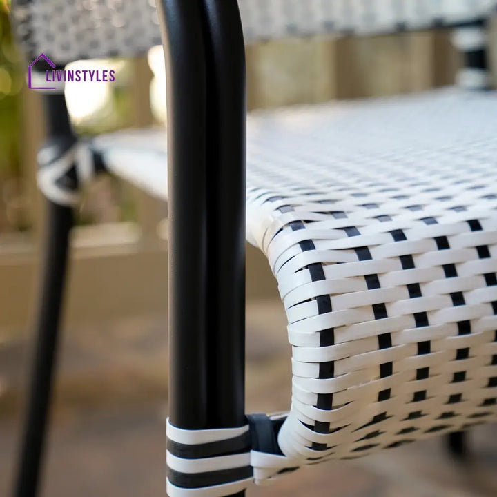 Shore Outdoor Patio Seating Set 2 Chairs and 1 Table Set (Black + White) - Coffee Table Sets