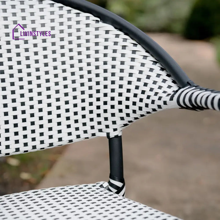 Shore Outdoor Patio Seating Set 2 Chairs and 1 Table Set (Black + White) - Coffee Table Sets