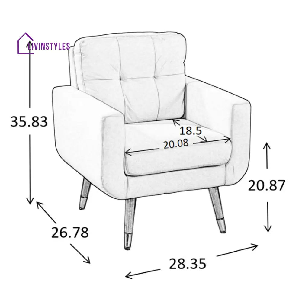 Shravya Solid Wood and Fabric Arm Chair | Living Room Chair | Lounge Chair