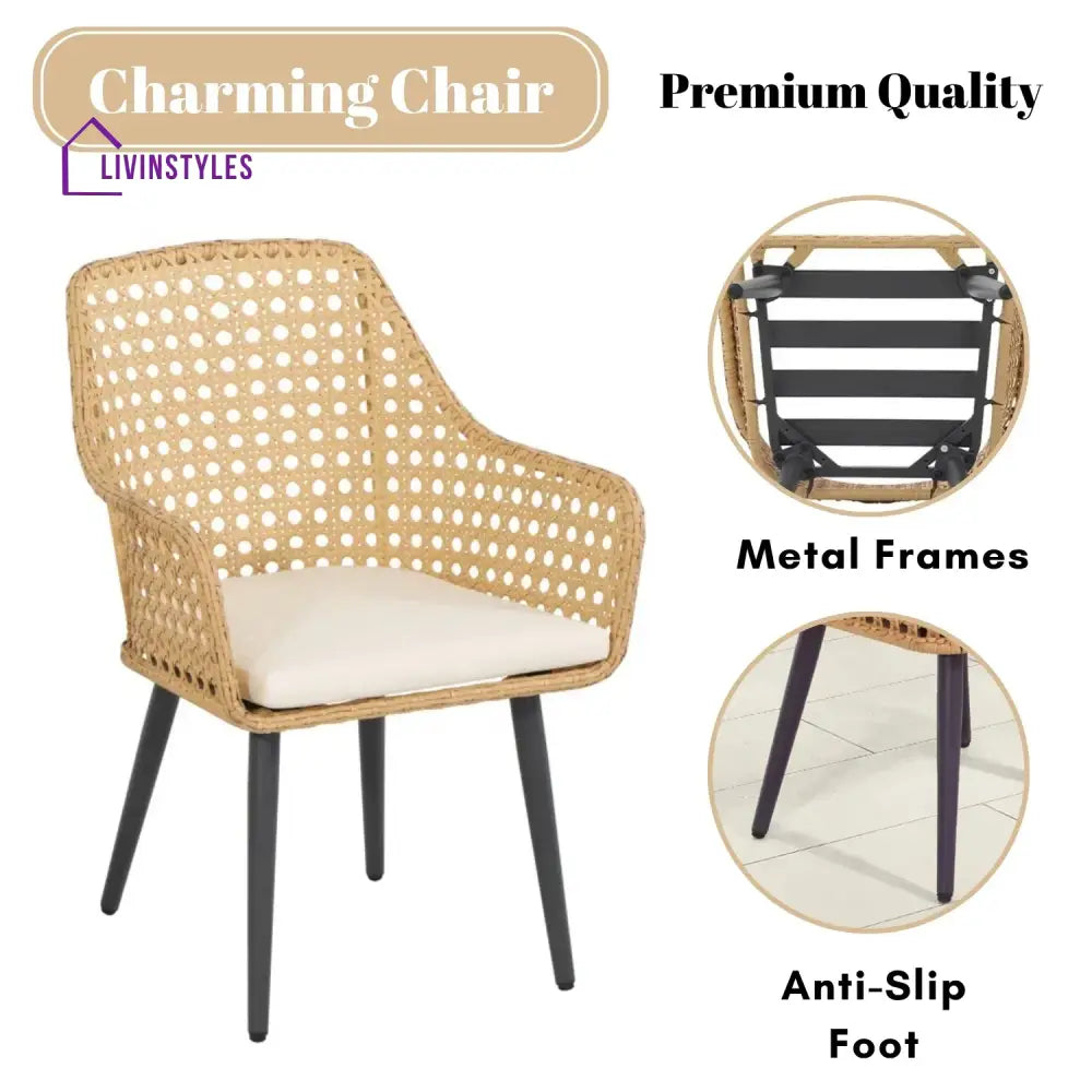 Shreya 2-Piece Outdoor Rattan Wicker Patio Dining Chairs - Dinning Chairs