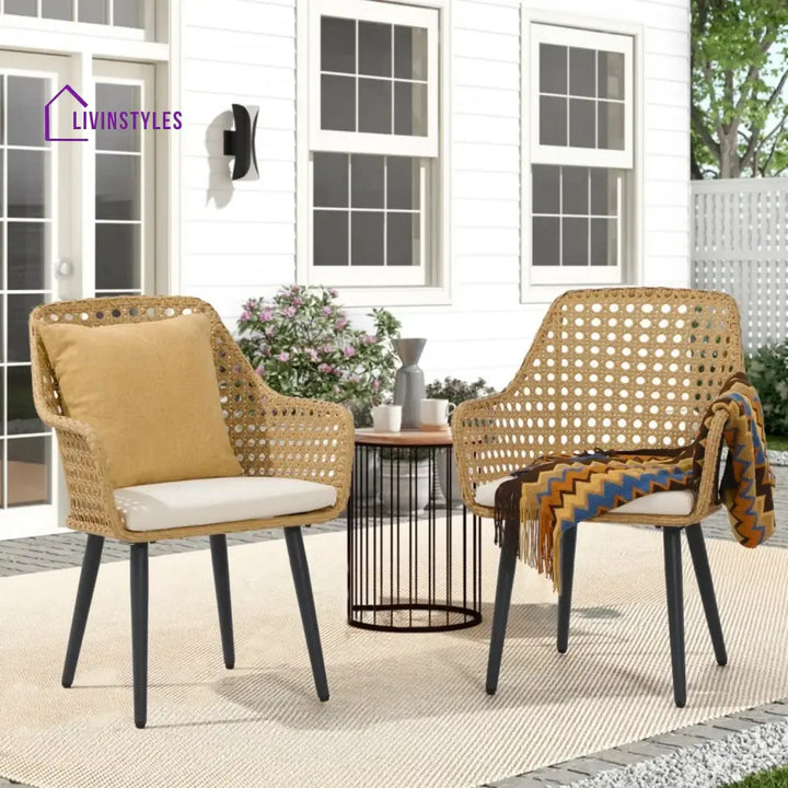 Shreya 2-Piece Outdoor Rattan Wicker Patio Dining Chairs - Dinning Chairs