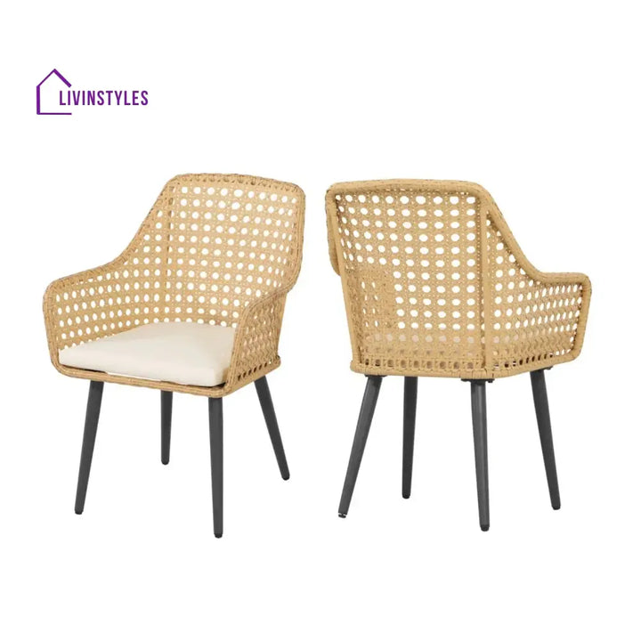 Shreya 2-Piece Outdoor Rattan Wicker Patio Dining Chairs - Dinning Chairs