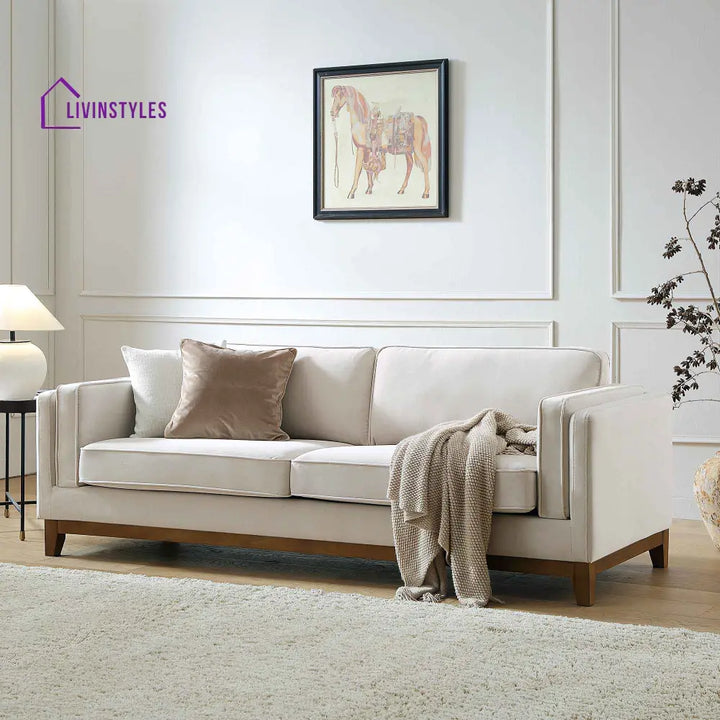 Dipley Champagne Velvet Sofa 3-Seater Sofas