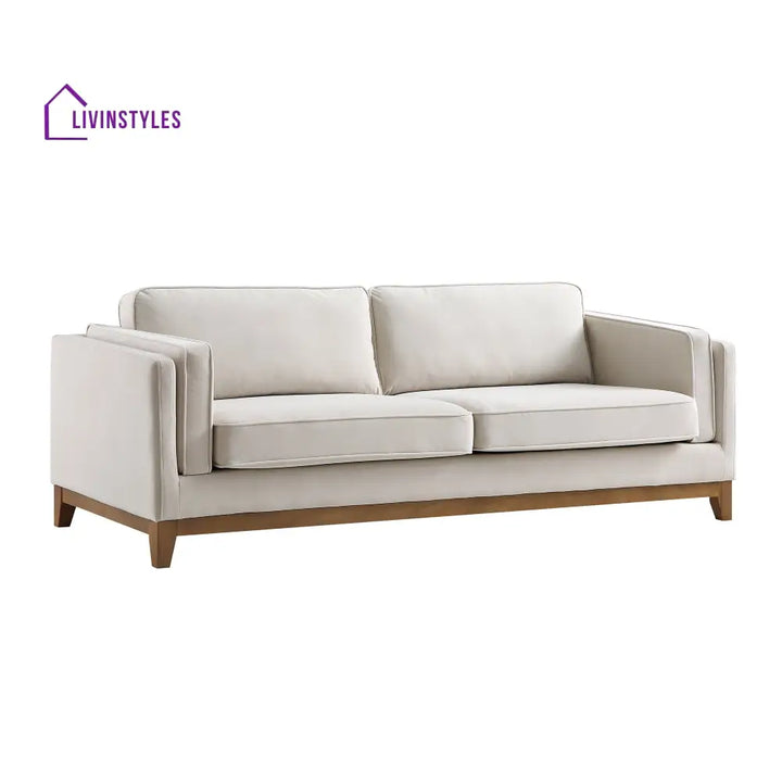 Dipley Champagne Velvet Sofa 3-Seater Sofas