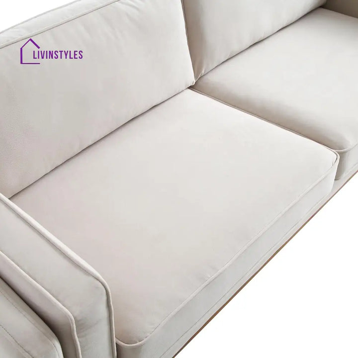 Dipley Champagne Velvet Sofa 3-Seater Sofas