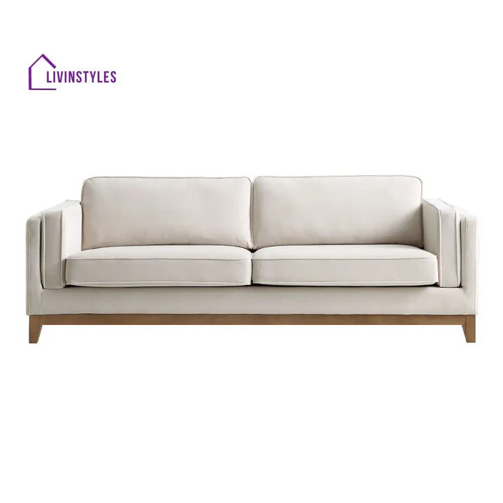 Dipley Champagne Velvet Sofa 3-Seater Sofas
