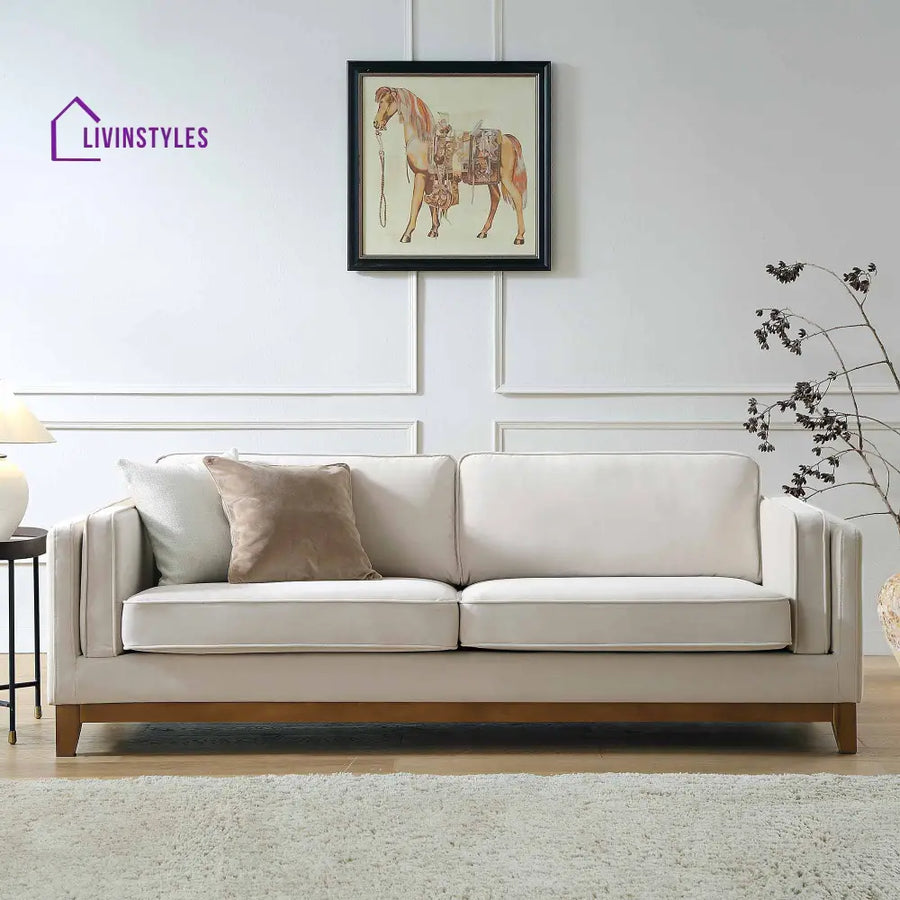 Dipley Champagne Velvet Sofa 3-Seater Sofas