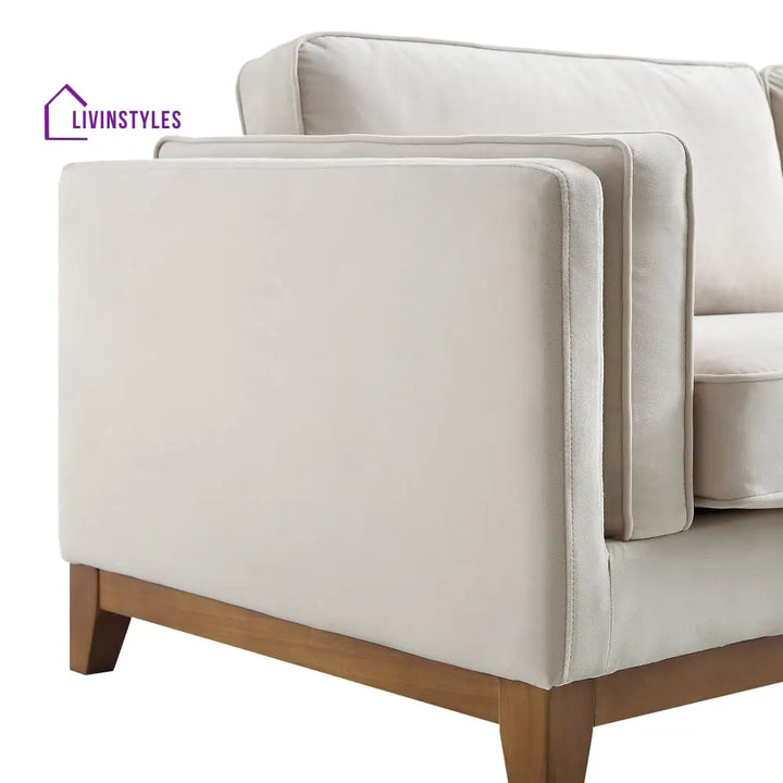 Dipley Champagne Velvet Sofa 3-Seater Sofas