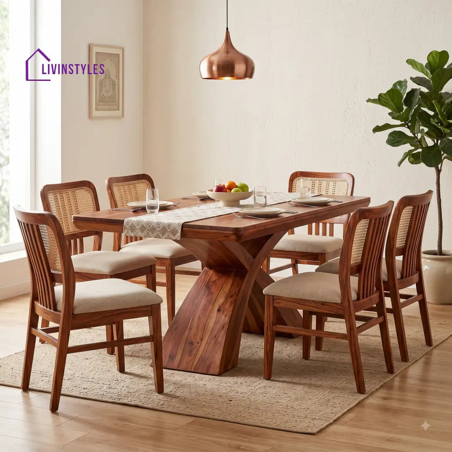 Shreya Premium Wooden 6 Seater Dining Table Set