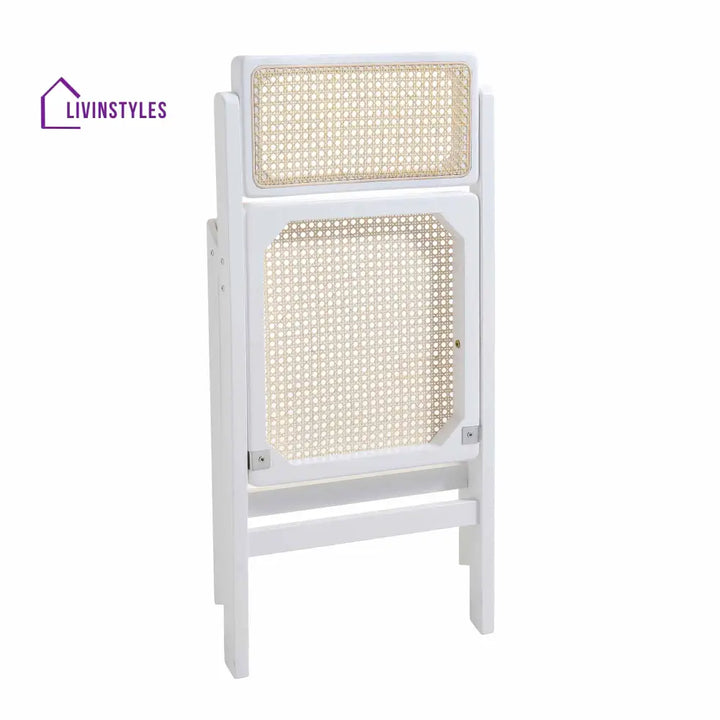 Frances Set of 2 Folding Cane Rattan Chairs White Dining Chairs
