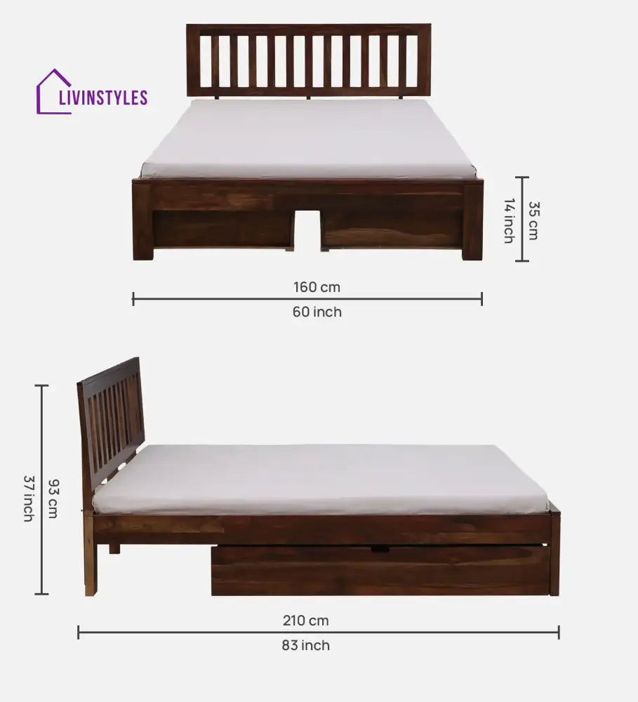 Bhawika Sheesham Wood Storage Bed With Drawers Bedroom Furniture Sets