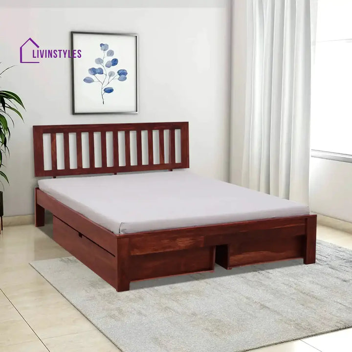 Bhawika Sheesham Wood Storage Bed With Drawers Queen / Honey Bedroom Furniture Sets