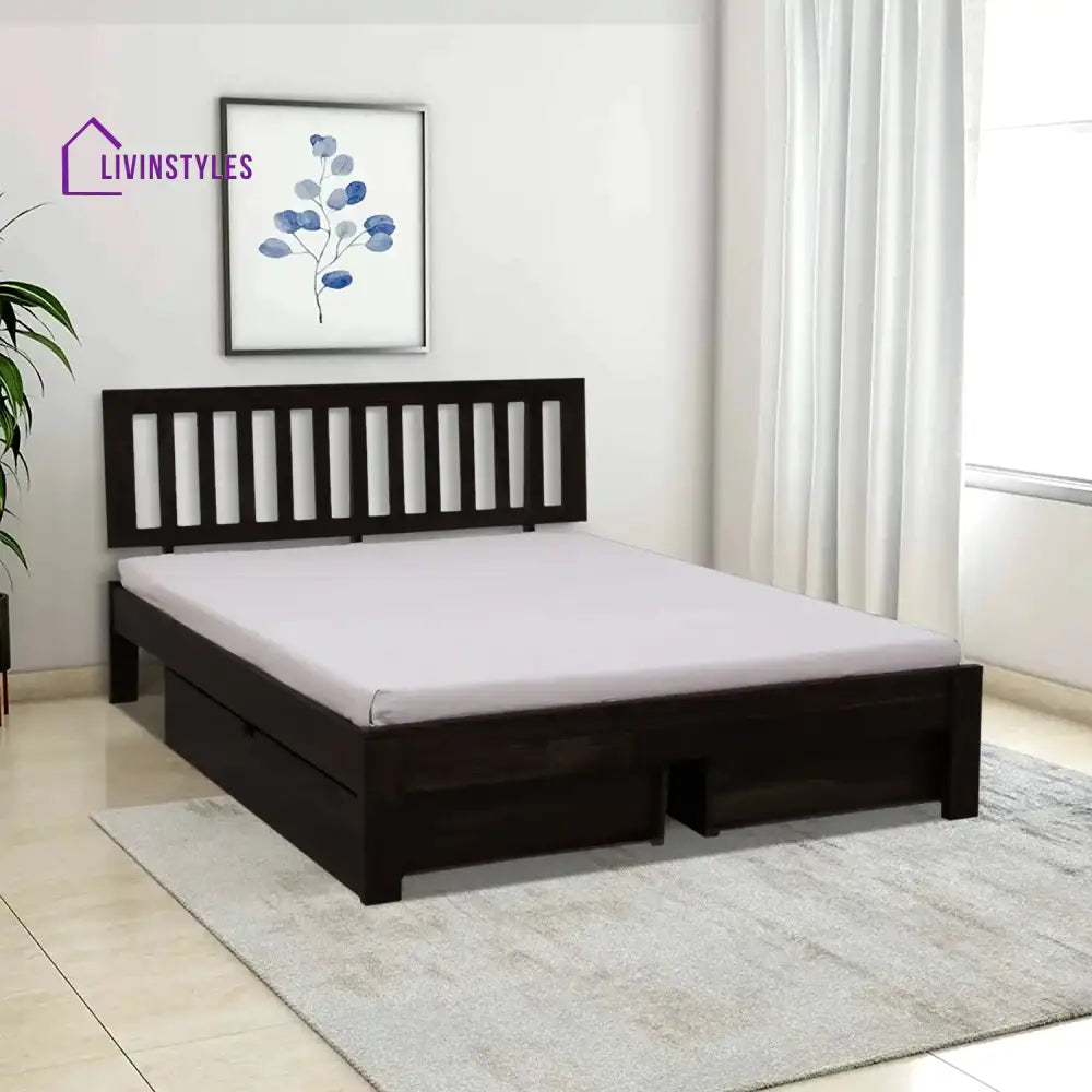 Bhawika Sheesham Wood Storage Bed With Drawers Queen / Walnut Bedroom Furniture Sets