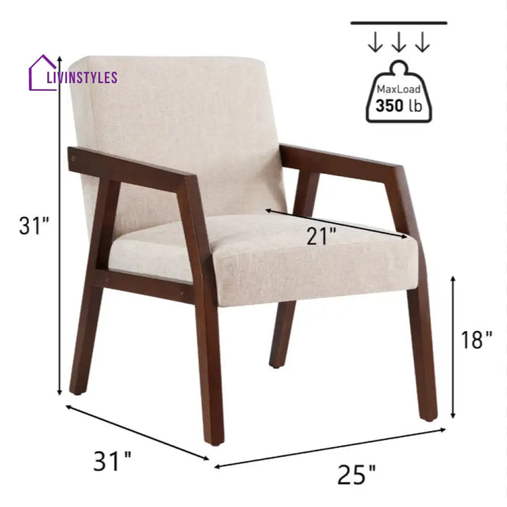Shrishti Solid Wood and Fabric Arm Chair | Living Room Chair | Lounge Chair