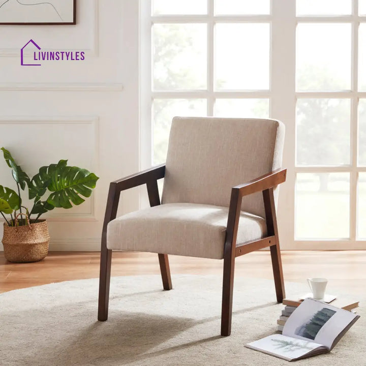 Shrishti Solid Wood and Fabric Arm Chair | Living Room Chair | Lounge Chair