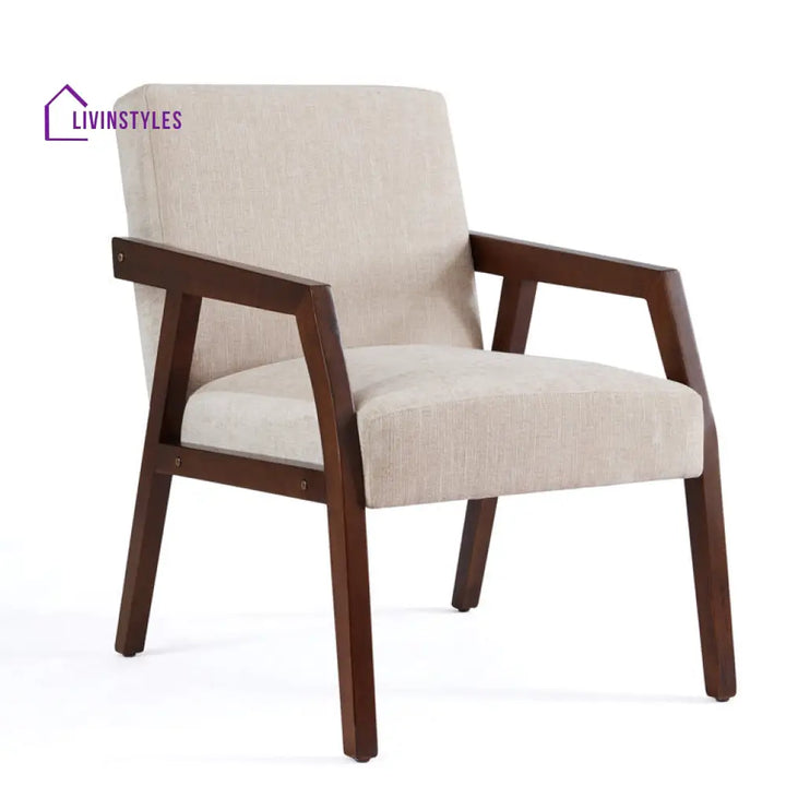 Shrishti Solid Wood and Fabric Arm Chair | Living Room Chair | Lounge Chair