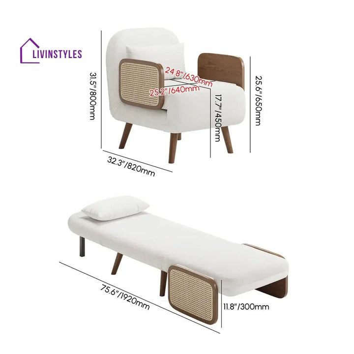 Shristi Solid Wood Sofa Come Bed for Living Room