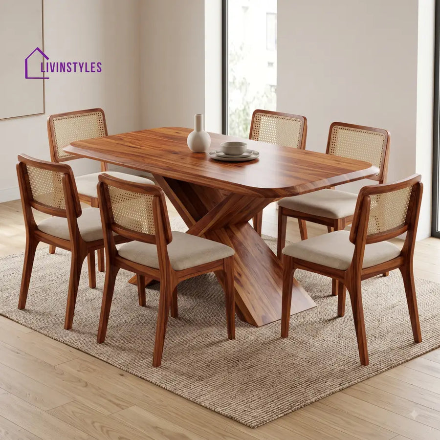Shruthi Premium Wooden 6 Seater Dining Table Set