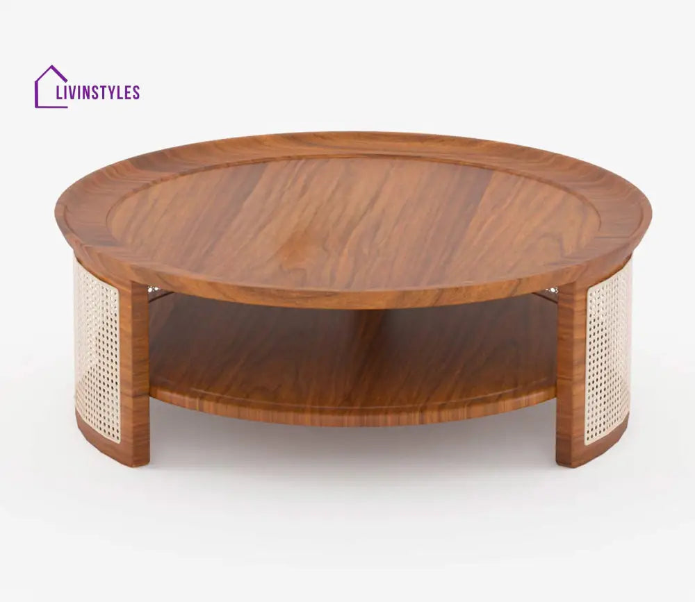 Shruti Solid Wood Acacia Cane Coffee Table (Honey Finish)