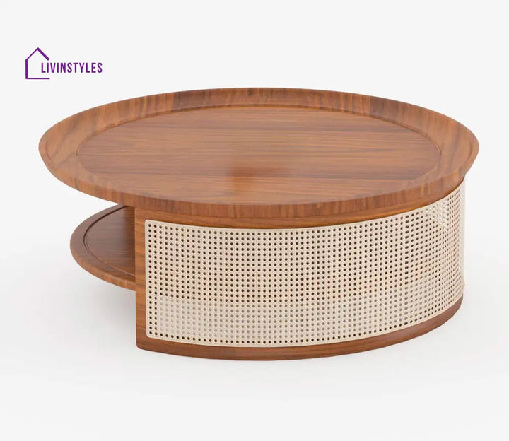 Shruti Solid Wood Acacia Cane Coffee Table (Honey Finish)
