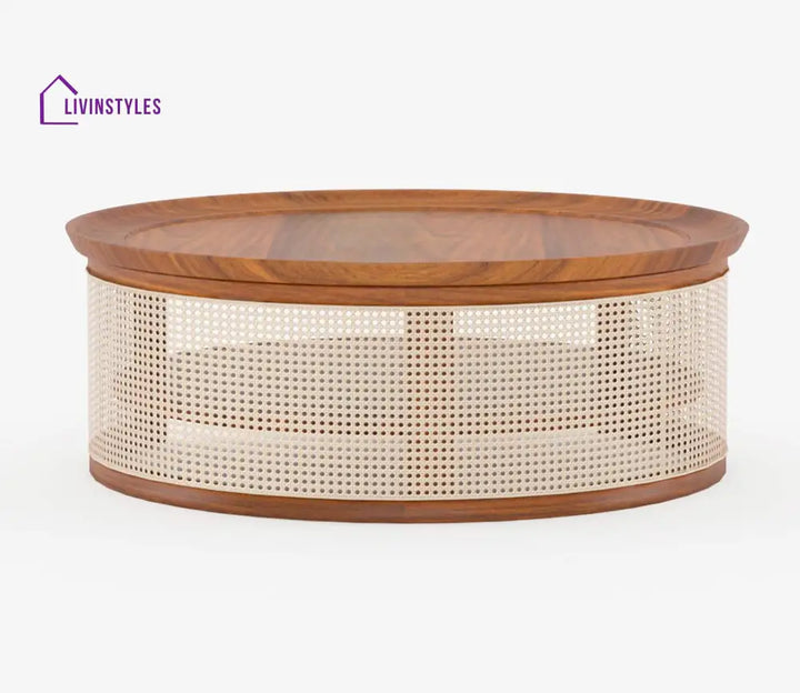 Shruti Solid Wood Acacia Cane Coffee Table (Honey Finish)