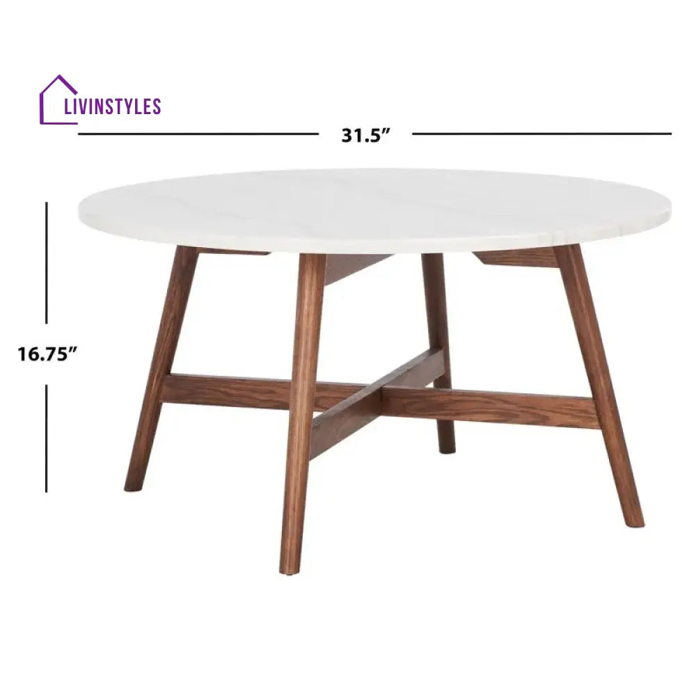 Shruti Solid Wood and Marble Top Coffee Table for Living Room