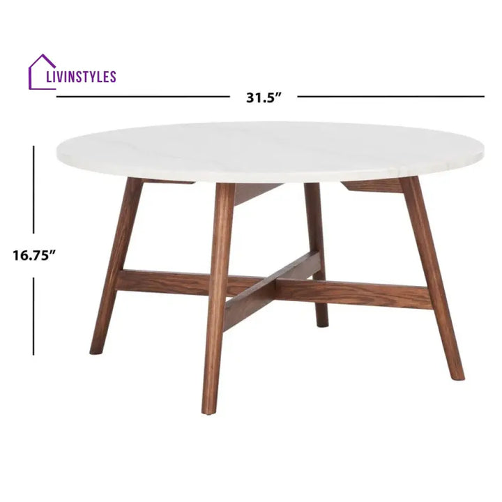 Shruti Solid Wood and Marble Top Coffee Table for Living Room