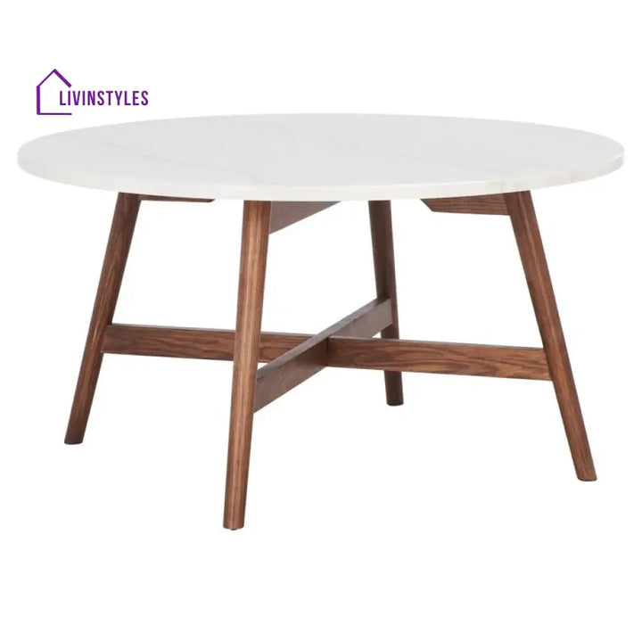 Shruti Solid Wood and Marble Top Coffee Table for Living Room