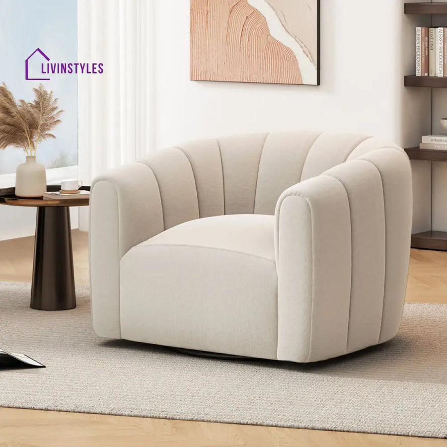 Shrutika Solid Wood and Fabric Arm Chair | Living Room Chair | Lounge Chair