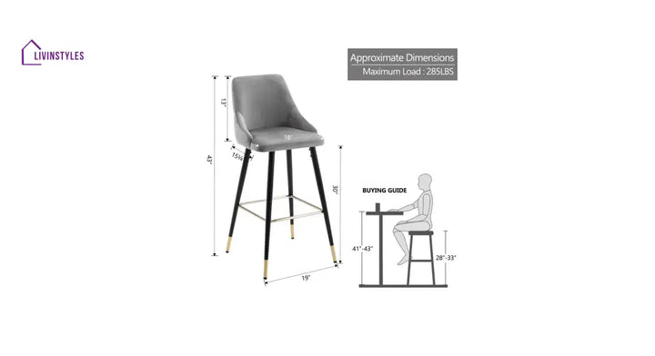 Shubham Grey Color Davan Bar Stool