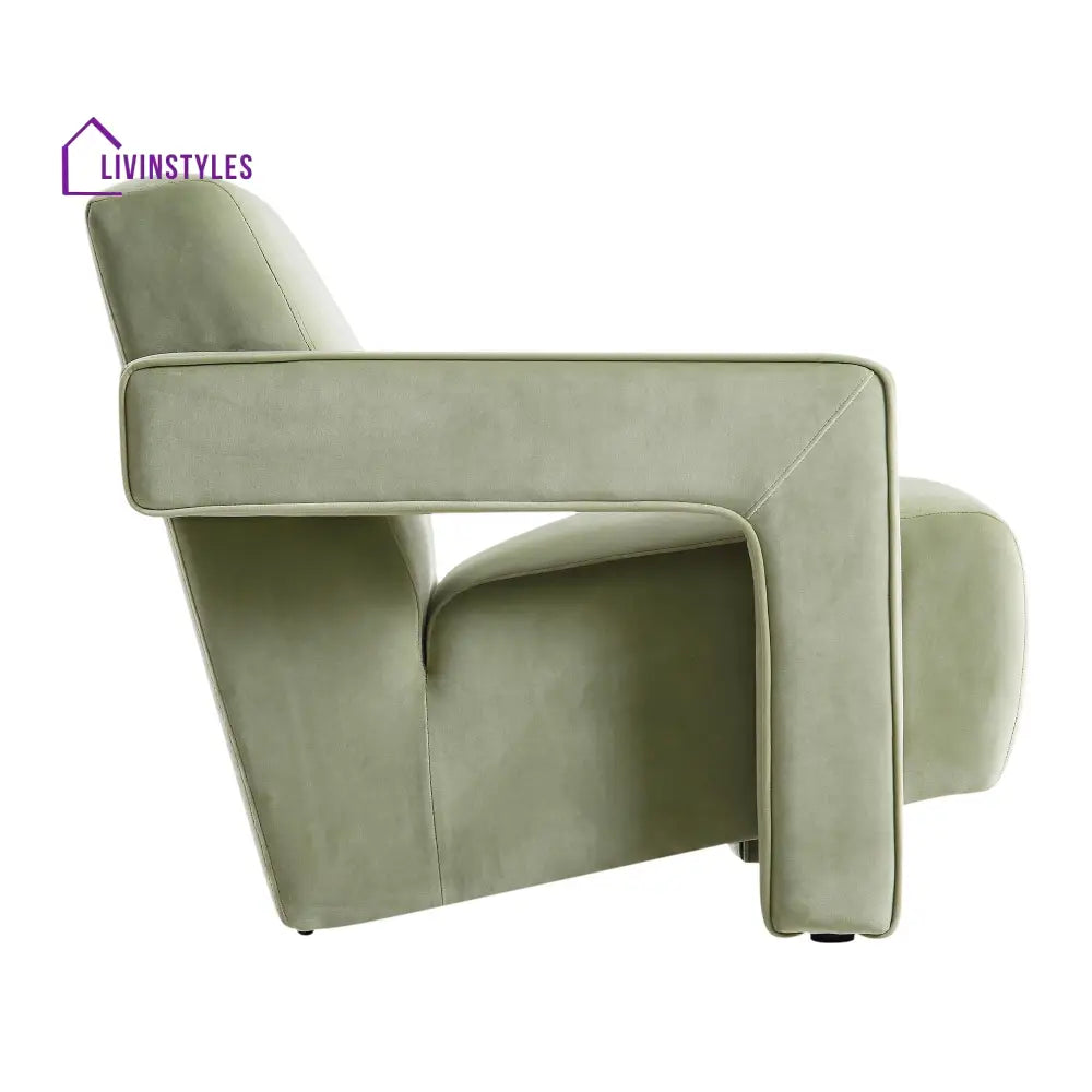 Brompton Sculptural Armchair Lichen Velvet Accent Chairs