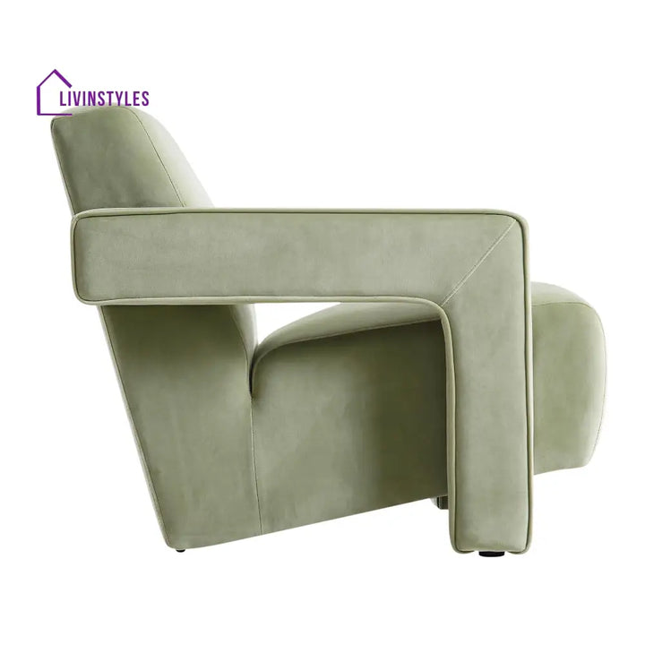 Brompton Sculptural Armchair Lichen Velvet Accent Chairs