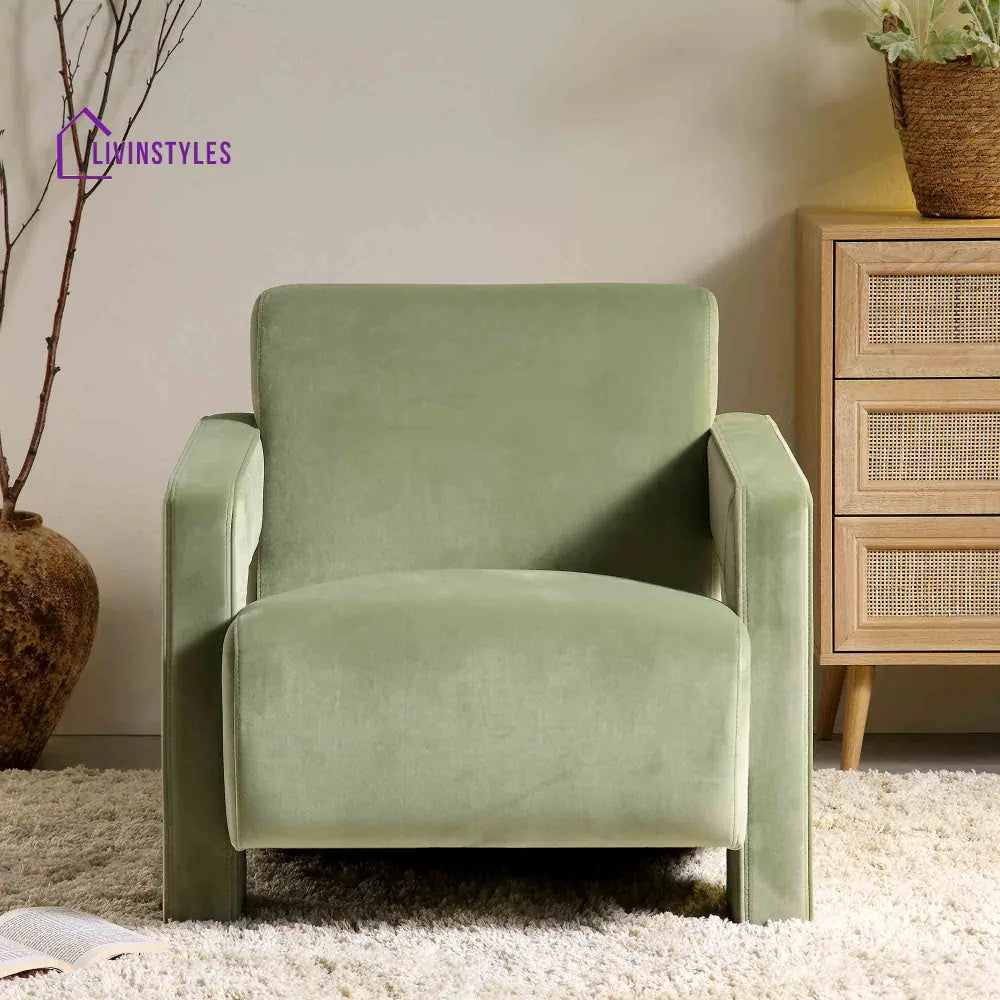 Brompton Sculptural Armchair Lichen Velvet Accent Chairs