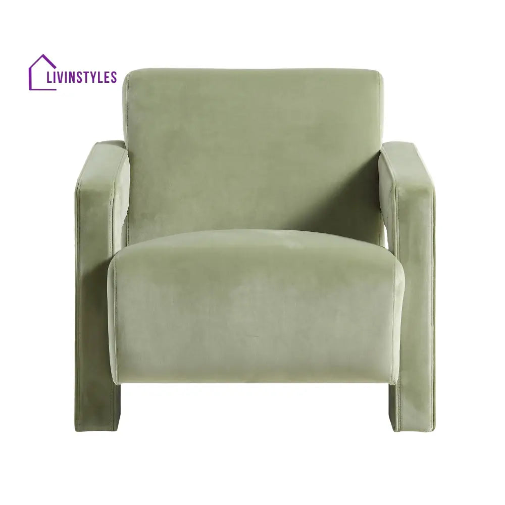 Brompton Sculptural Armchair Lichen Velvet Accent Chairs