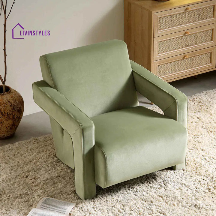 Brompton Sculptural Armchair Lichen Velvet Accent Chairs