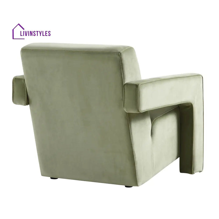Brompton Sculptural Armchair Lichen Velvet Accent Chairs