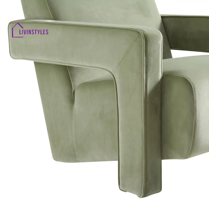 Brompton Sculptural Armchair Lichen Velvet Accent Chairs