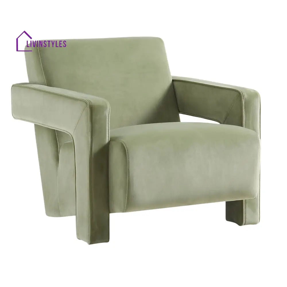Brompton Sculptural Armchair Lichen Velvet Accent Chairs