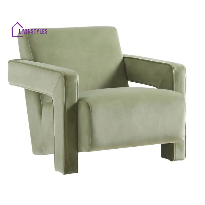 Brompton Sculptural Armchair Lichen Velvet Accent Chairs