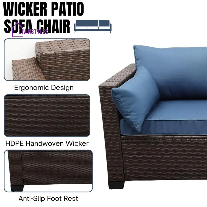 Shui 3-Seater Outdoor Rattan Wicker Patio Sofa - Sofa Set