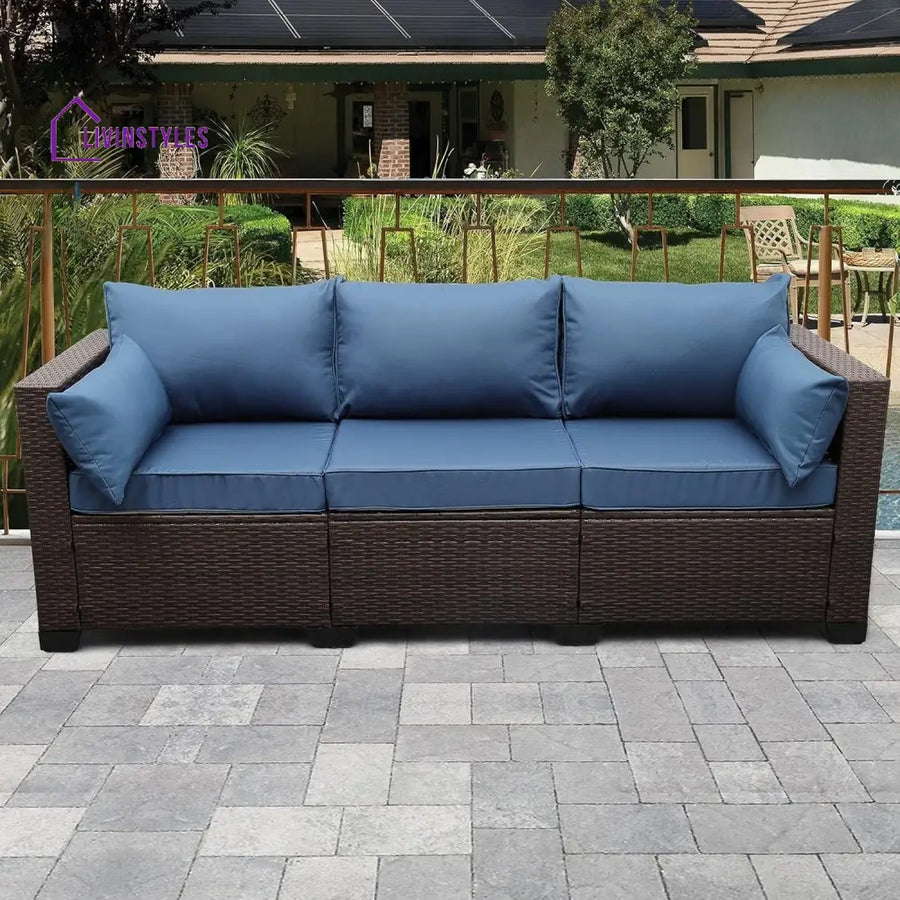 Shui 3-Seater Outdoor Rattan Wicker Patio Sofa - Sofa Set