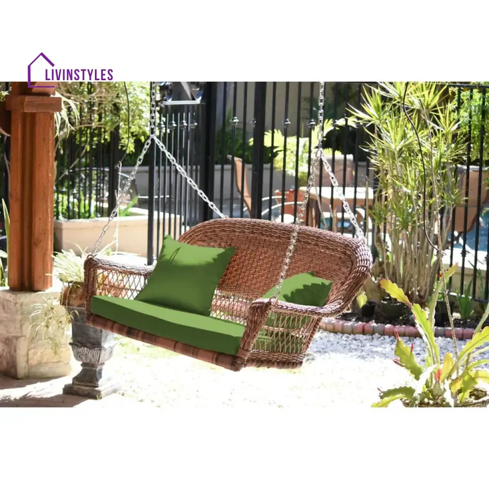 Siân Double Seater Hanging Swing Without Stand For Balcony Garden Swing (Honey) - Honey Green - Swings
