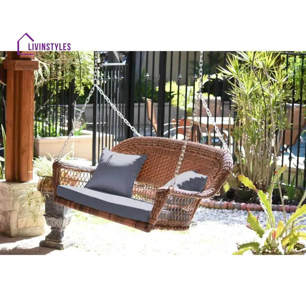 Siân Double Seater Hanging Swing Without Stand For Balcony Garden Swing (Honey) - Honey Grey - Swings