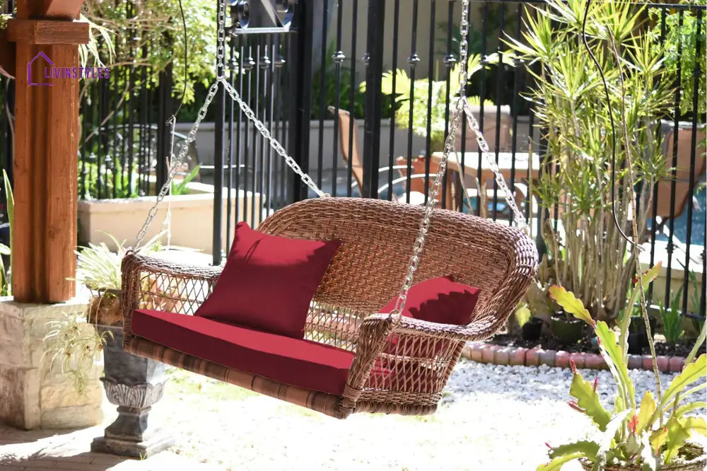 Siân Double Seater Hanging Swing Without Stand For Balcony Garden Swing (Honey) - Honey Red - Swings