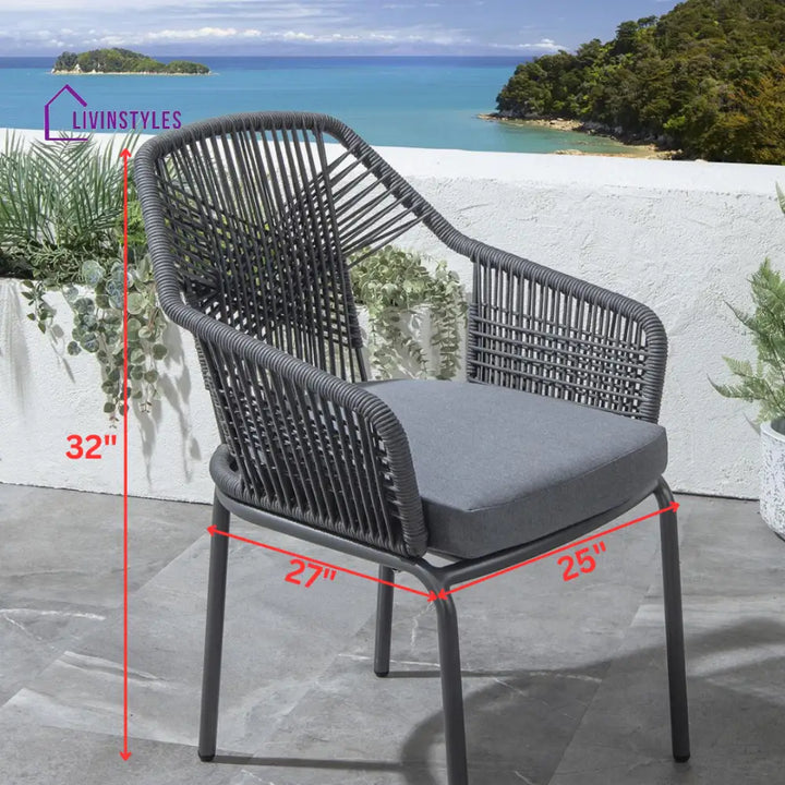 Sias Outdoor Patio Dining Set 4 Chairs and 1 Table Braid & Rope (Grey) - Dining sets