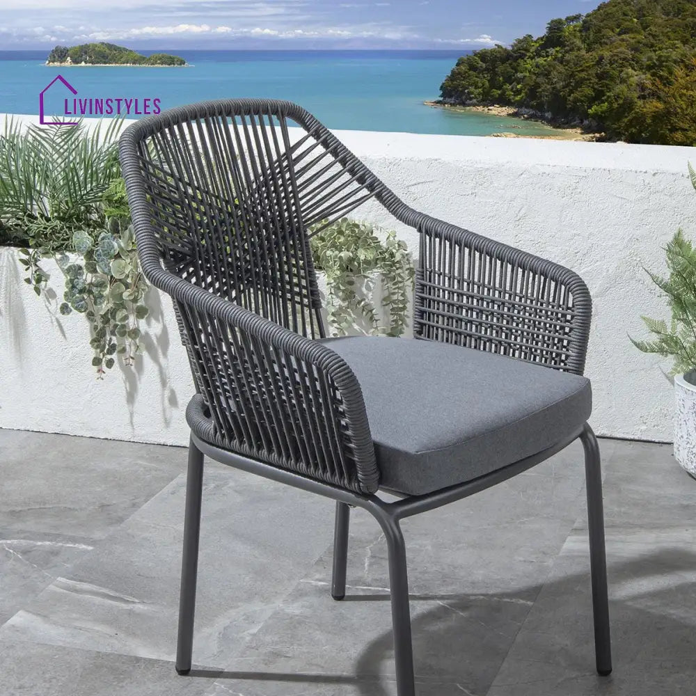 Sias Outdoor Patio Dining Set 4 Chairs and 1 Table Braid & Rope (Grey) - Dining sets