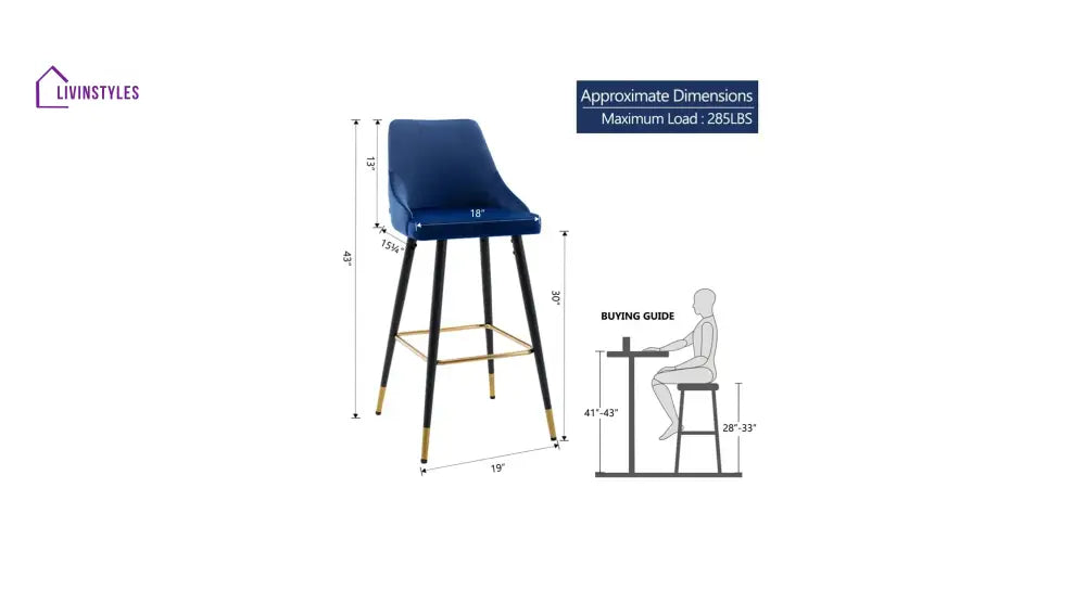 Blue Color Davan Bar Stool