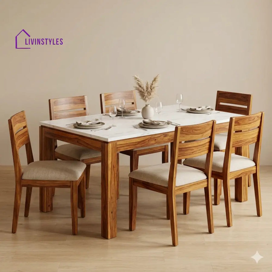 Sidorov Solid Sheesham Wood 6 Seater Dining Table Set