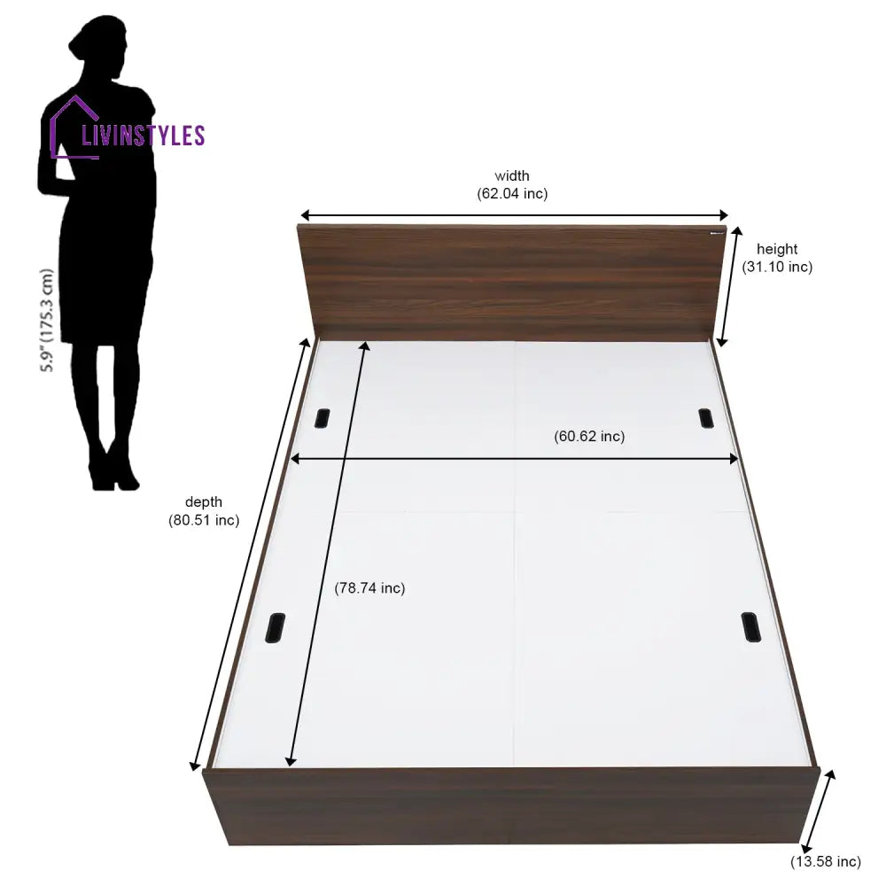 Maxim Queen Bed with Storage (Walnut) Home Furniture