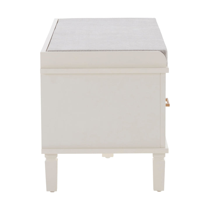 Esteban Mango Wood Storage Cupboard with Seat - White